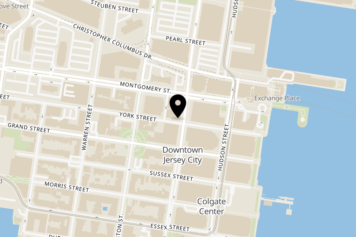 Map showing the location of The Indian Tapas on 101 Greene St in Jersey City